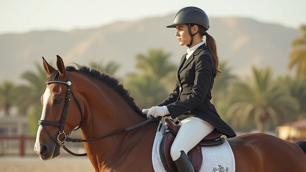 فارس محترف يظهر الموضع الصحيح للجلوس على الحصان مع محاذاة مثالية للجسم